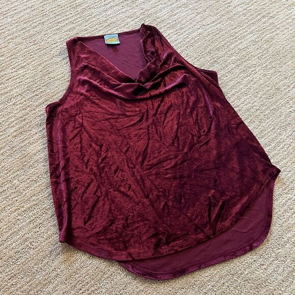 C&C California Red Velour Blouse - Picture 1 of 6